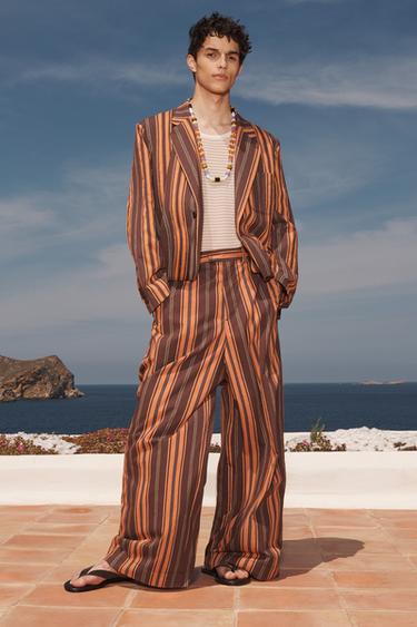 LIMITED EDITION STRIPED SUIT TROUSERS - Orange by Zara