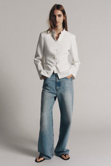 ZW COLLECTION PEPLUM BLAZER WITH FROG FASTENING - Oyster-white by Zara
