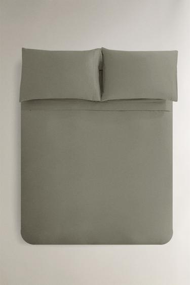 SATEEN DUVET COVER (300 THREAD COUNT) - Blue / Green by Zara