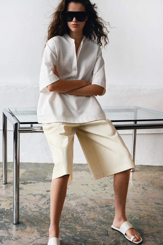ZW COLLECTION PLEATED BERMUDA SHORTS - Sand by Zara - Image 0