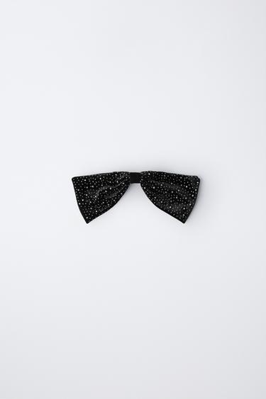 RHINESTONE BOW HAIR CLIP - Black by Zara