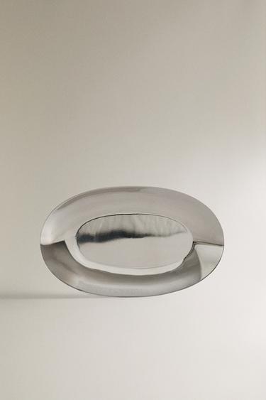 SHINY METAL BATHROOM TRAY - Silver by Zara