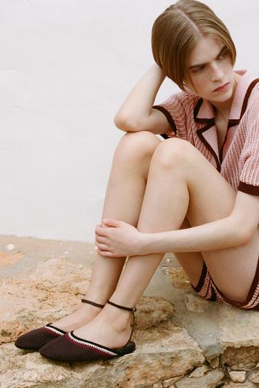 BRAIDED TOP SLINGBACK BALLERINA - Brown by Zara - Image 0