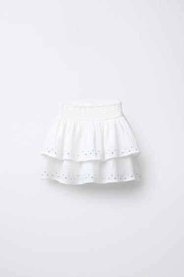 STUDDED RUFFLE BERMUDA SKORT - Oyster-white by Zara