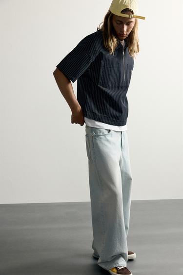 PINSTRIPE BOXY FIT DENIM SHIRT - Blue by Zara