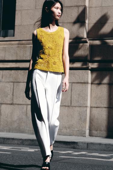 SLEEVELESS CROCHET TOP - Dark straw by Zara - Image 0
