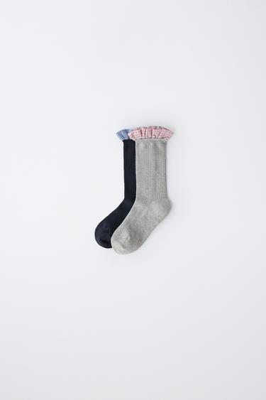 2-PACK OF SOCKS WITH RUFFLE TRIM - Blue by Zara