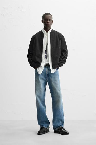 FAUX SUEDE BOMBER JACKET - Black by Zara