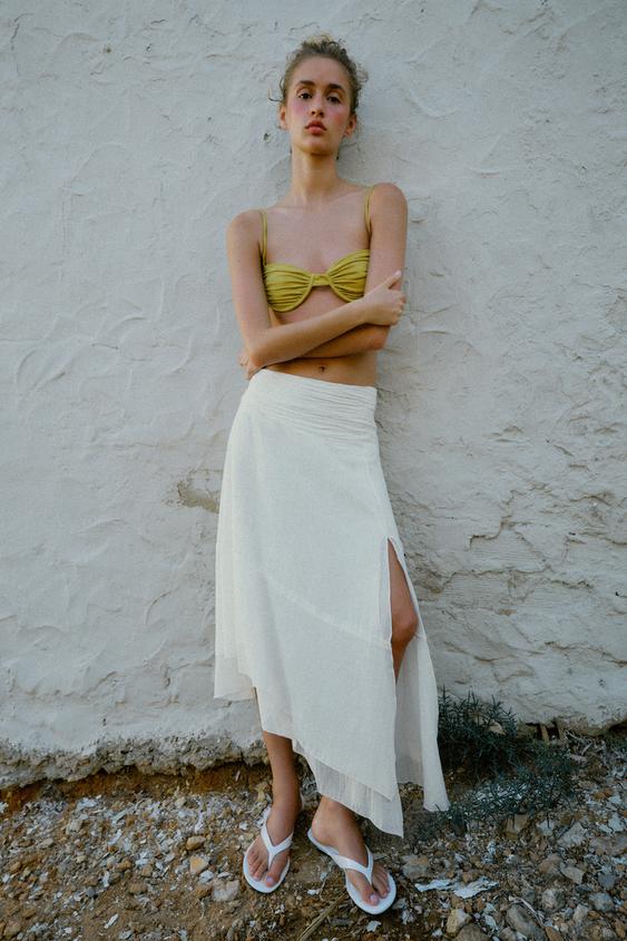ASYMMETRIC RUSTIC FABRIC SKIRT - Ecru by Zara - Image 0