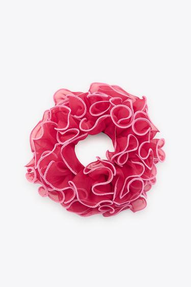 CONTRAST CHIFFON MAXI SCRUNCHIE - Pink by Zara