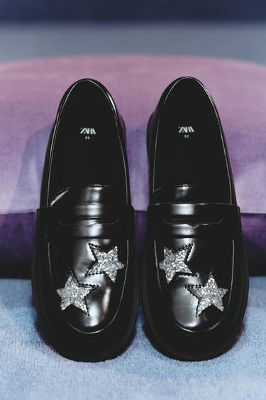GLITTER STAR LOAFERS - Black by Zara