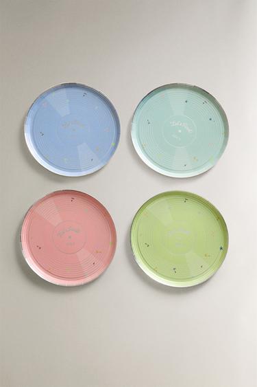 PACK OF CHILDREN'S VINYL RECORD PAPER PLATES (PACK OF 4) - Multicoloured by Zara - Image 0