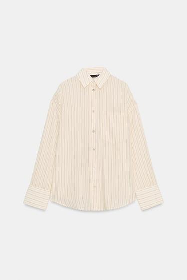 OVERSIZE GAUZE SHIRT WITH POCKET - Pastel yellow by Zara