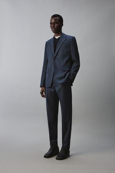 CHECK SUIT BLAZER - Blue by Zara