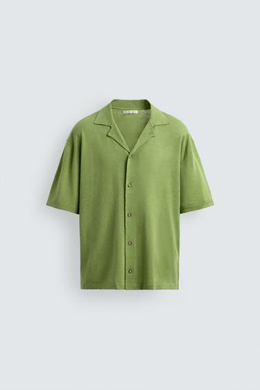 LINEN/COTTON KNIT SHIRT - Light green by Zara