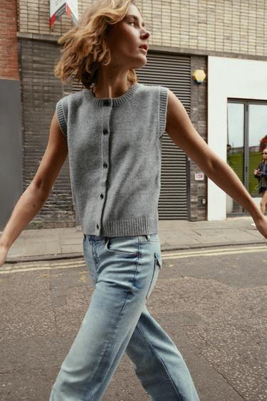 SOFT KNIT VEST - Grey marl by Zara