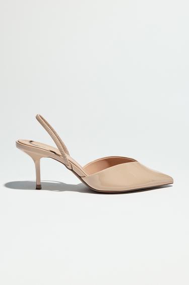 PATENT-EFFECT SLINGBACK HEELS - Beige by Zara