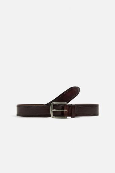 WIDE LEATHER BELT - Dark brown by Zara