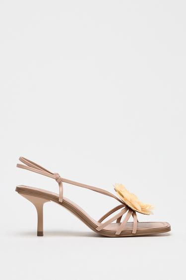 FLOWER HEELED SANDALS - Beige by Zara