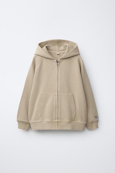PLAIN ZIP-UP HOODIE - Sand by Zara