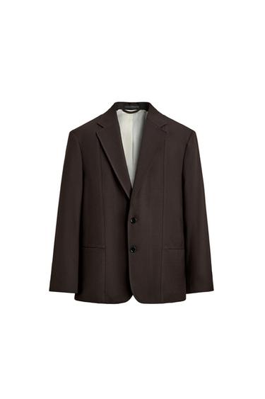 WOOL BLEND SUIT BLAZER - Brown by Zara
