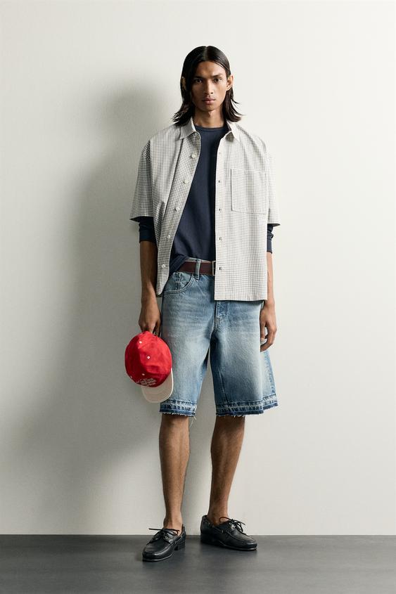 RELAXED FIT DENIM BERMUDA SHORTS - Light blue by Zara - Image 0
