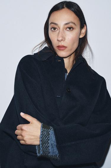 WOOL JACKET WITH FAUX FUR COLLAR ZW COLLECTION - Navy blue by Zara