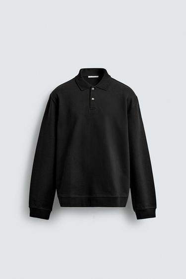 REGULAR FIT TEXTURED POLO SHIRT - Black by Zara