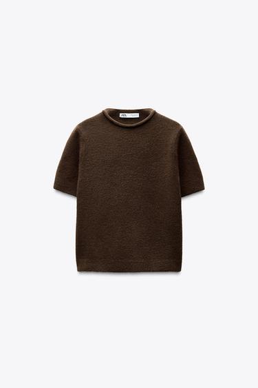 SOFT KNIT SHORT SLEEVE SWEATER - Brown by Zara