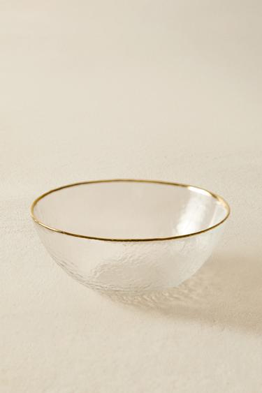 RAISED GLASS BOWL WITH GOLD RIM - Transparent by Zara