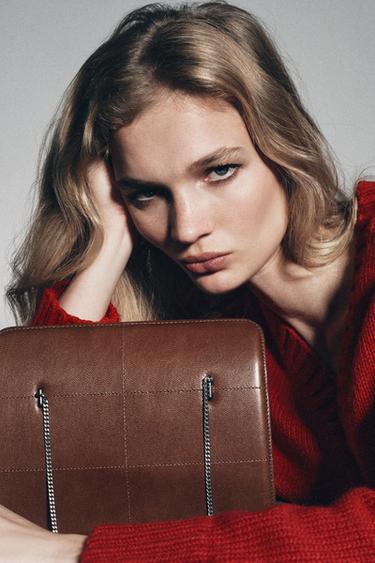 LEATHER SHOULDER BAG - Chocolate by Zara