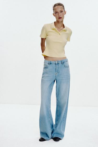 JEWEL COLLAR RIBBED POLO SHIRT - Yellow by Zara - Image 0