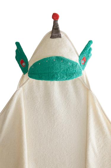 CHILDREN'S SPACE HOODED BATH TOWEL - Oyster-white by Zara
