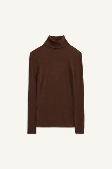 100% WOOL LIMITED EDITION JUMPER - Brown by Zara