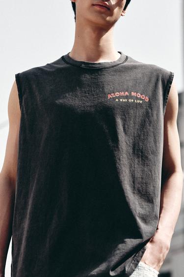 COMBINATION PRINT TANK T-SHIRT - Black by Zara
