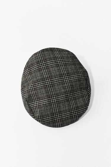 WOOL CHECK BERET - Grey by Zara