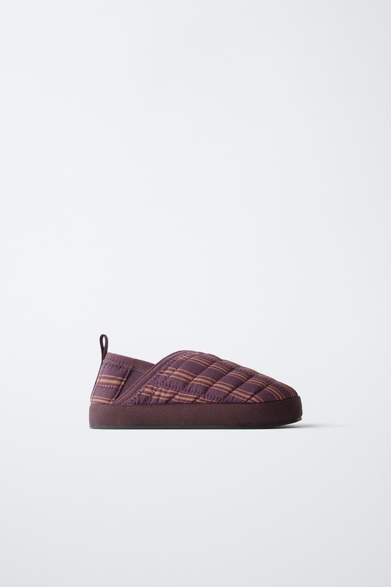 CHECK SLIPPERS - Burgundy Red by Zara - Image 0