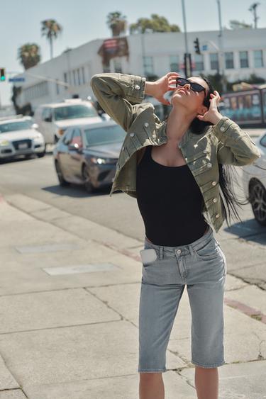 STRETCH BODYSUIT WITH SQUARE NECKLINE - Black by Zara - Image 0