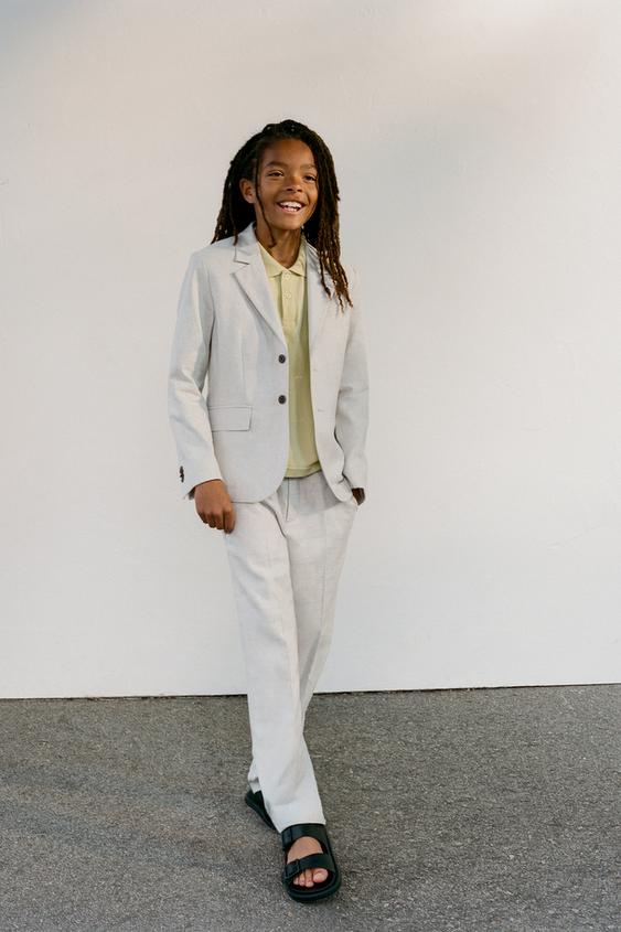 COTTON AND LINEN SUIT BLAZER - Ecru by Zara - Image 0
