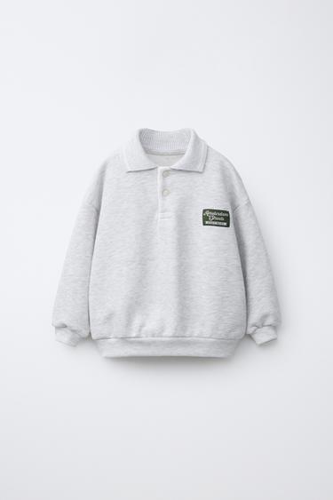 EMBROIDERED LABEL POLO SWEATSHIRT - Grey marl by Zara