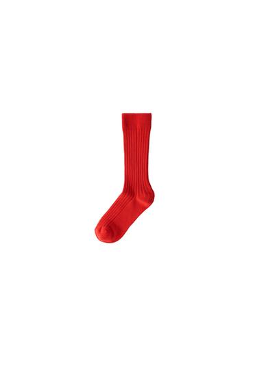 LONG RIBBED SOCKS - Red by Zara