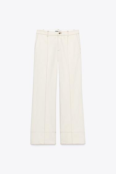 STITCHED BOOTCUT TROUSERS - Ecru by Zara