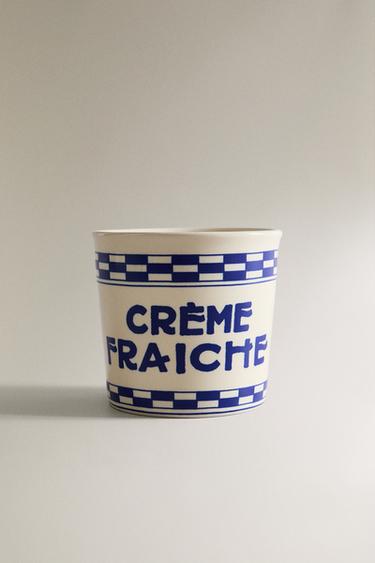 CERAMIC TUMBLER WITH CHECKED RIM - Ecru by Zara