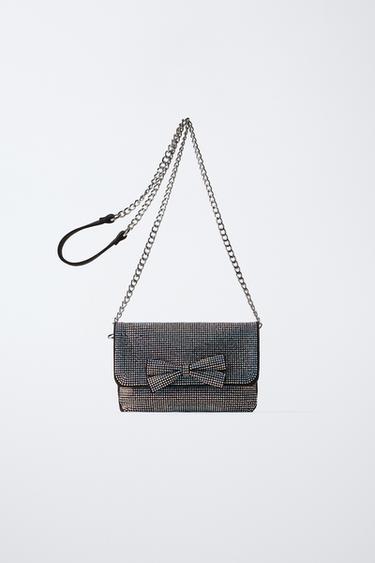 RHINESTONE CROSSBODY BAG WITH BOW - Black by Zara - Image 0