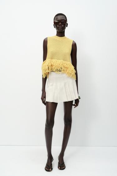 MINI BOX PLEAT SKORT - Light beige by Zara - Image 0