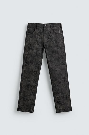 ABSTRACT JACQUARD STRAIGHT-LEG JEANS - Black by Zara