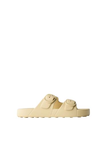 RUBBERISED SANDALS WITH BUCKLES - Yellow by Zara
