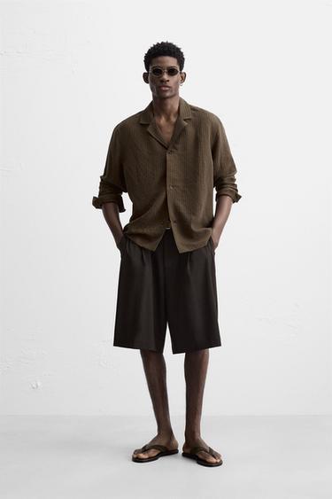 STRIPED MODAL BLEND SHIRT - Brown by Zara - Image 0