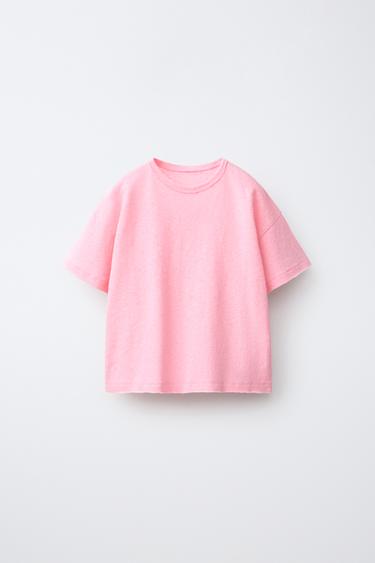 COTTON/LINEN T-SHIRT - Pink by Zara