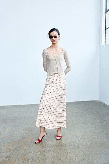 CONTRAST JACKET WITH LACE TOP - Sand / Marl by Zara